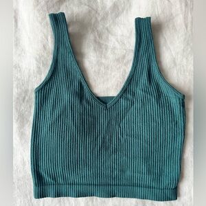 Free People Ribbed Brami Tank Top Teal